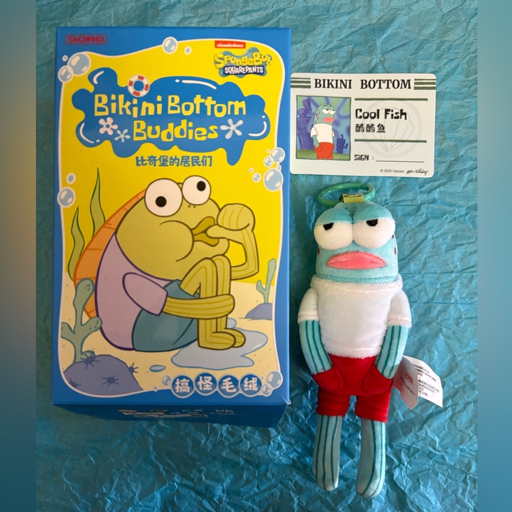POP MART Bikini Bottom Buddies Cool Fish plush pendant - Spongebob Squarepants